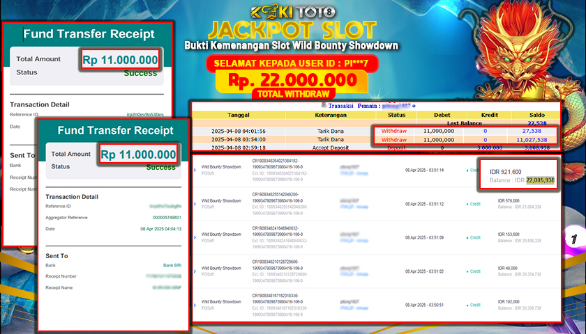 KOKITOTO JACKPOT SLOT Wild Bounty Showdown  Rp. 22.000.000 ,- LUNAS