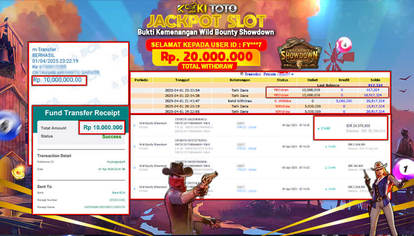 KOKITOTO JACKPOT SLOT Wild Bounty Showdown  Rp. 20.000.000 ,- LUNAS